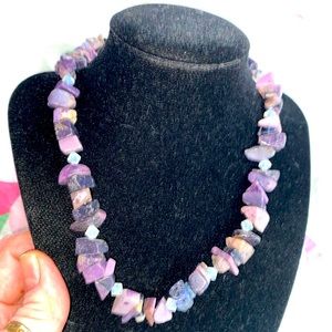 Raw artisan, amethyst, necklace
